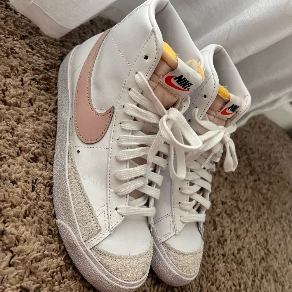 Nike Women’s High-Top Sneakers in White, Pink and Yellow